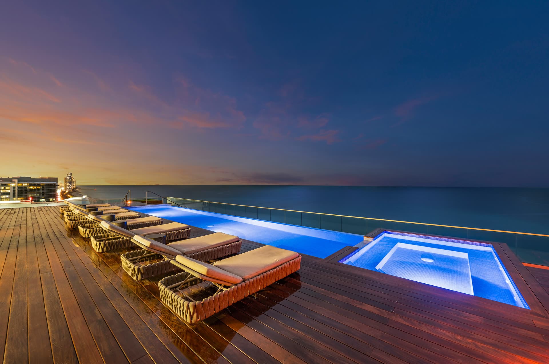Rooftop lap pool overlooking the ocean